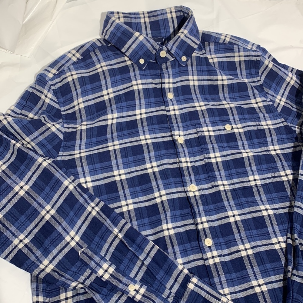 Men’s Vineyard Vines Blue white Plaid Slim Longshore Button Down Long Sleeve S